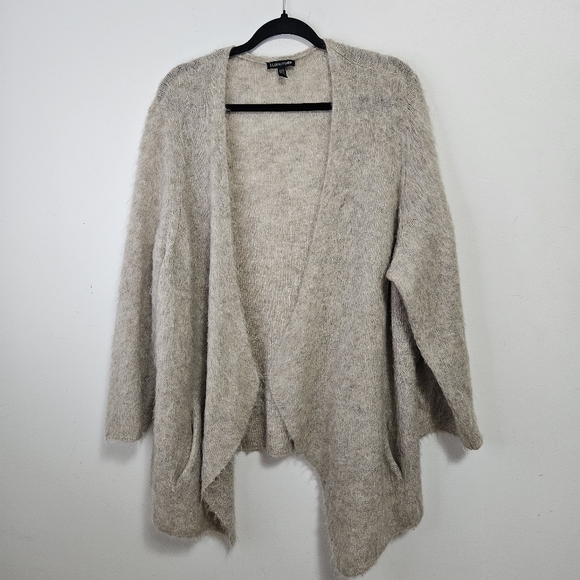 Eileen Fisher Sweaters - Eileen Fisher Brushed Mohair Alpaca Cardigan XL Open Front Neutral Beige